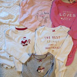 Set of 6 Long Sleeve/Holiday Onesies 12m